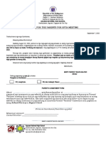 Letter For The Parents Commitment Form