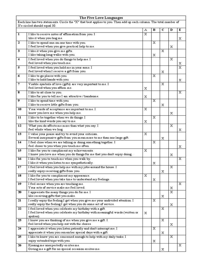 Love Language Test | PDF