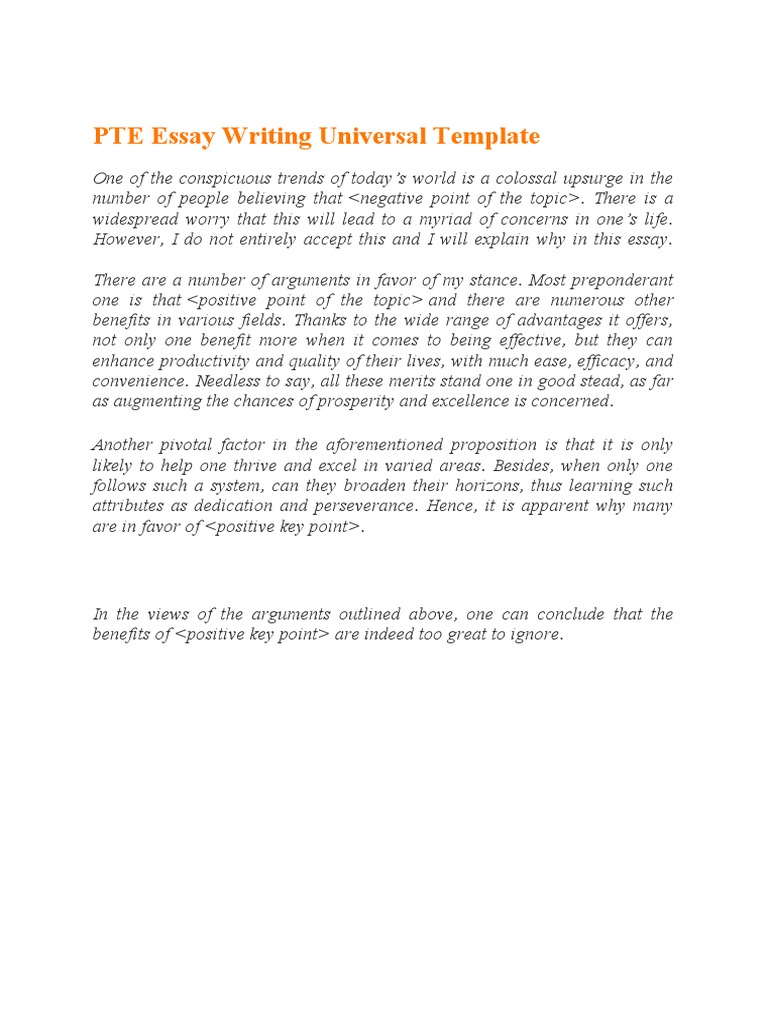 PTE Essay Writing Template 2025 | PDF