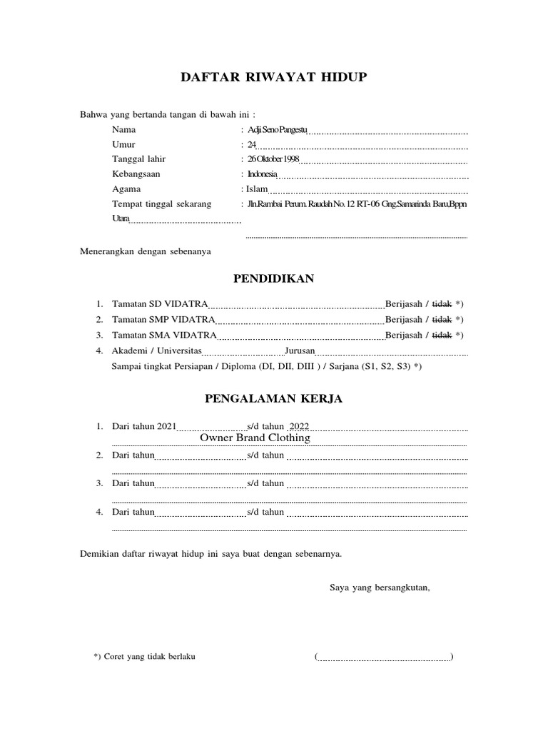 FORM PENDUKUNG RIGGER - Adji Seno | PDF