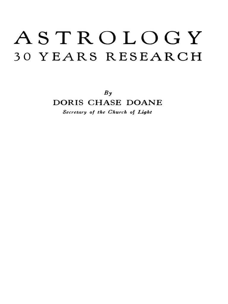 Doris Chase Doane - Astrology - 30 Years Research | PDF | Planets In  Astrology | Horoscope