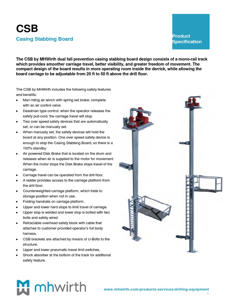 Casing Stabbing Board Specifications | PDF | Vehicles | Equipment