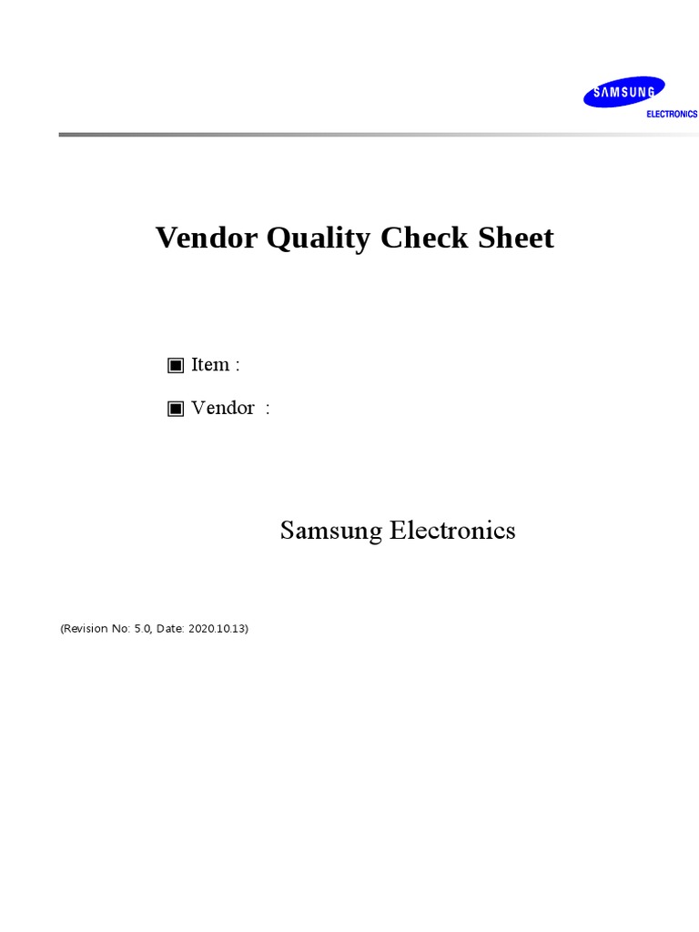 Vendor Quality Check Sheet Q-Map | PDF | Specification (Technical Standard)