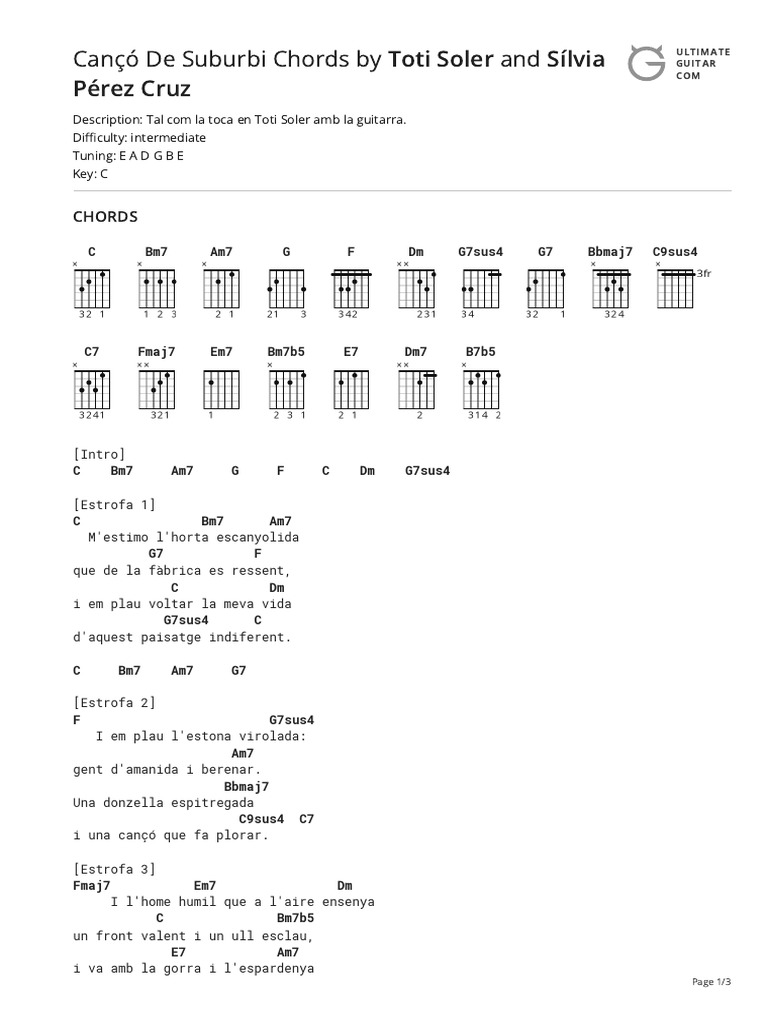 Cançó de Suburbi Chords by Toti Solertabs at Ultimate Guitar Archive | PDF