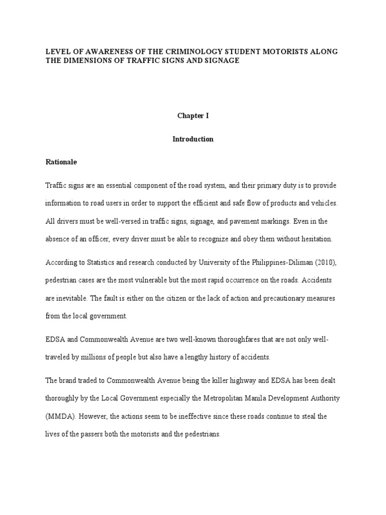 Assessing awareness of traffic signs and signage among criminology