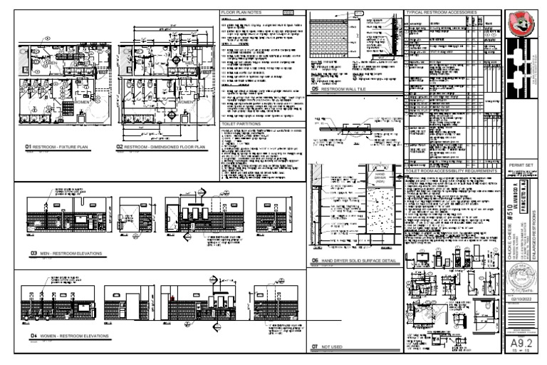 Typical Restroom Floor Plan and Accessibility Requirements for a Commercial Building PDF