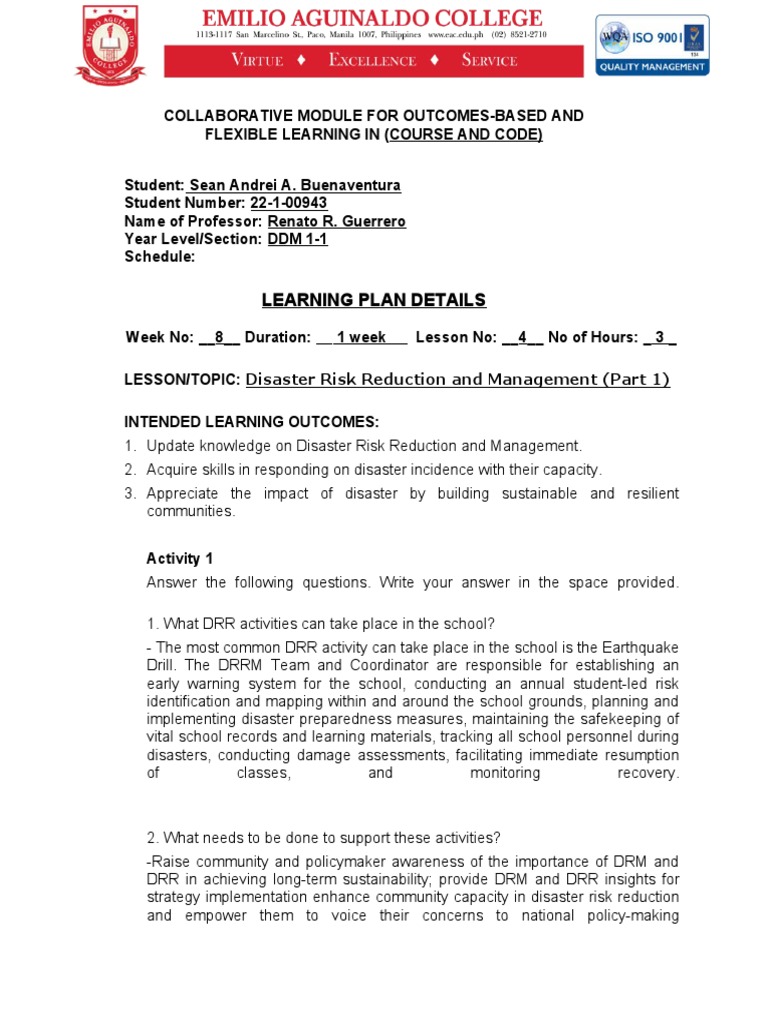 NSTP Disaster Risk Reduction Module | PDF | Hazards | Disaster Risk ...