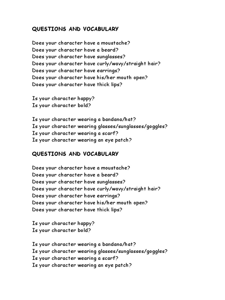 Guess Who Questions PDF