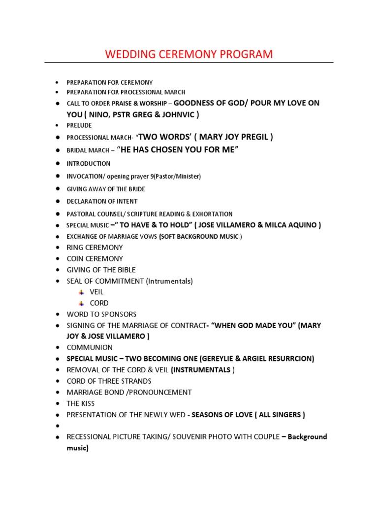 Wedding Ceremony Program | PDF | Social Science | Religion & Spirituality