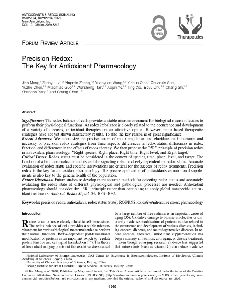 Antioxidants & Redox Signaling 2020 PDF Reactive Oxygen Species