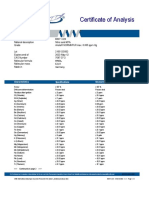 Certificate of Analysis: Characteristics Specifications Measured Values