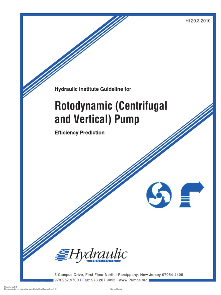 Rotodynamic (Centrifugal and Vertical) Pump Hydraulic Institute Guideline For PDF Pump