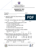 Mathematics 2 Diagnostic Test