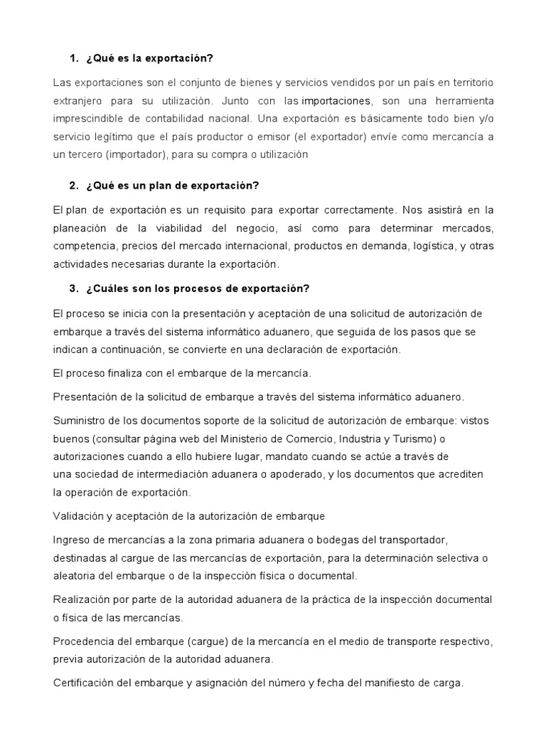Exportación Y Importación Pdf Exportaciones Perú