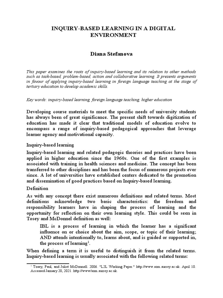 Inquiry Based Learning Pdf