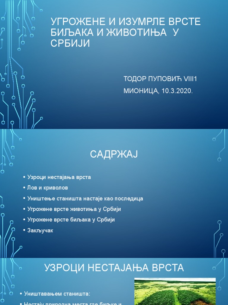 Угрожене и изумрле врсте биљака и животиња у | PDF