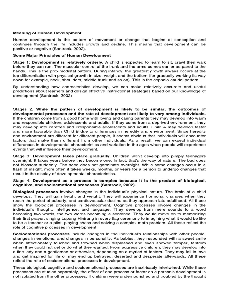 R.1 Human Development PDF Developmental Psychology Child Development