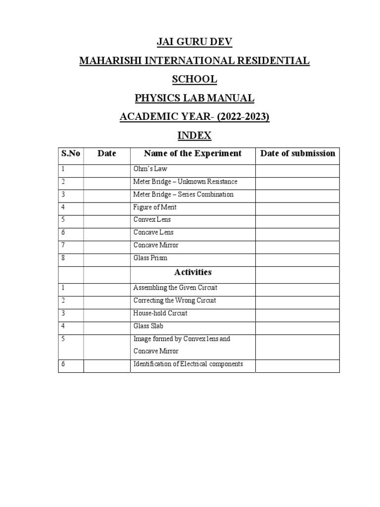 Physics Lab Manual For classXII (20222023) PDF Transistor Mirror
