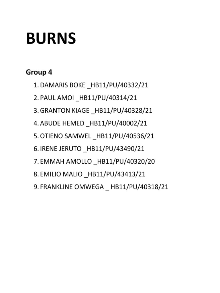 BURNS PDF Burn Foods