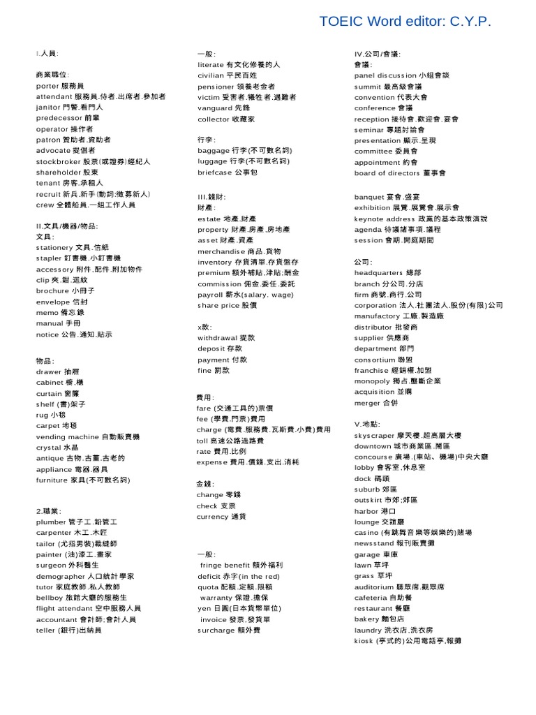 Toeic words pdf