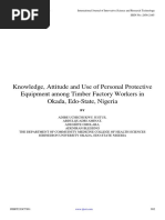 Knowledge, Attitude and Use of Personal Protective Equipment Among Timber Factory Workers in Okada, Edo-State, Nigeria