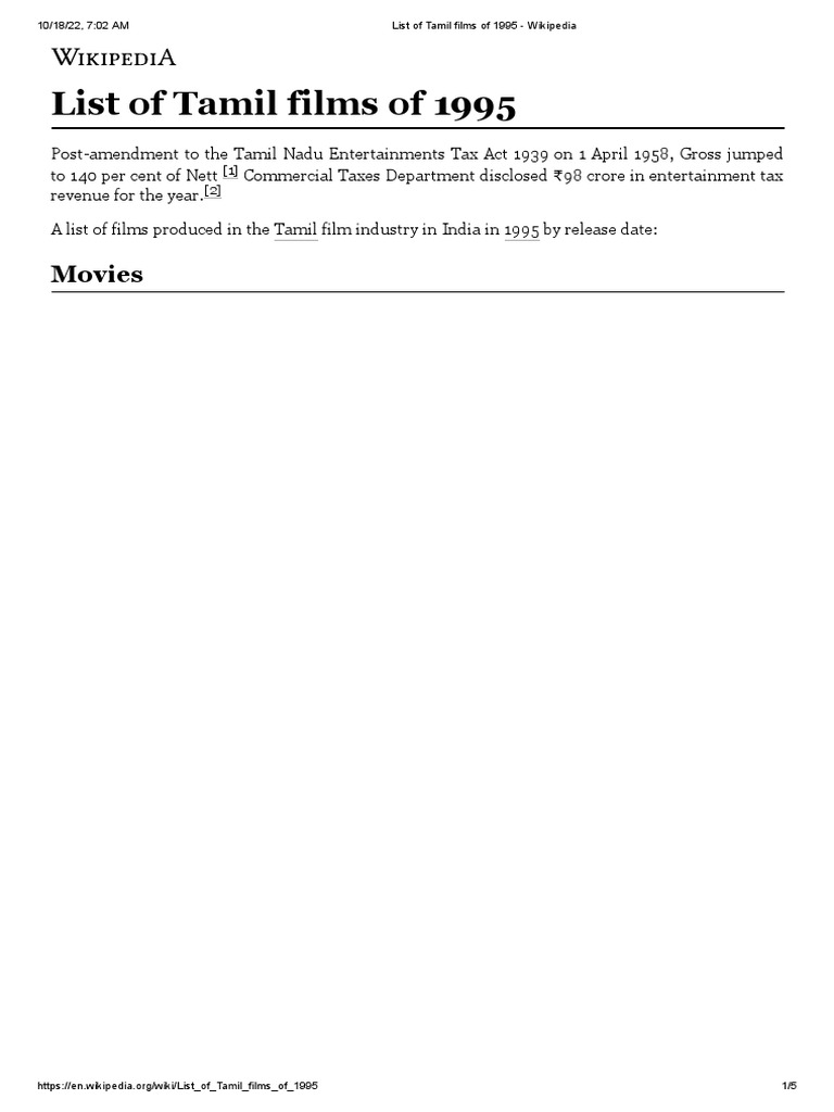 List of Tamil Films of 1995 - Wikipedia | PDF | Cinema Of India | Tamil  Cinema