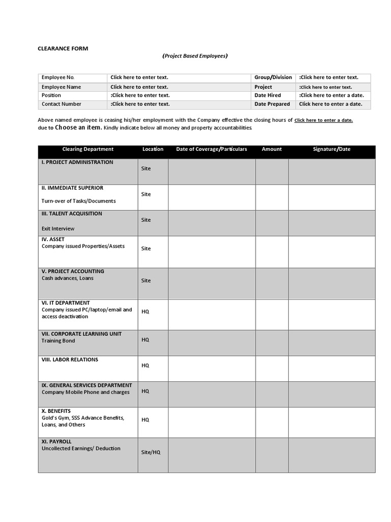 Clearance Form | PDF