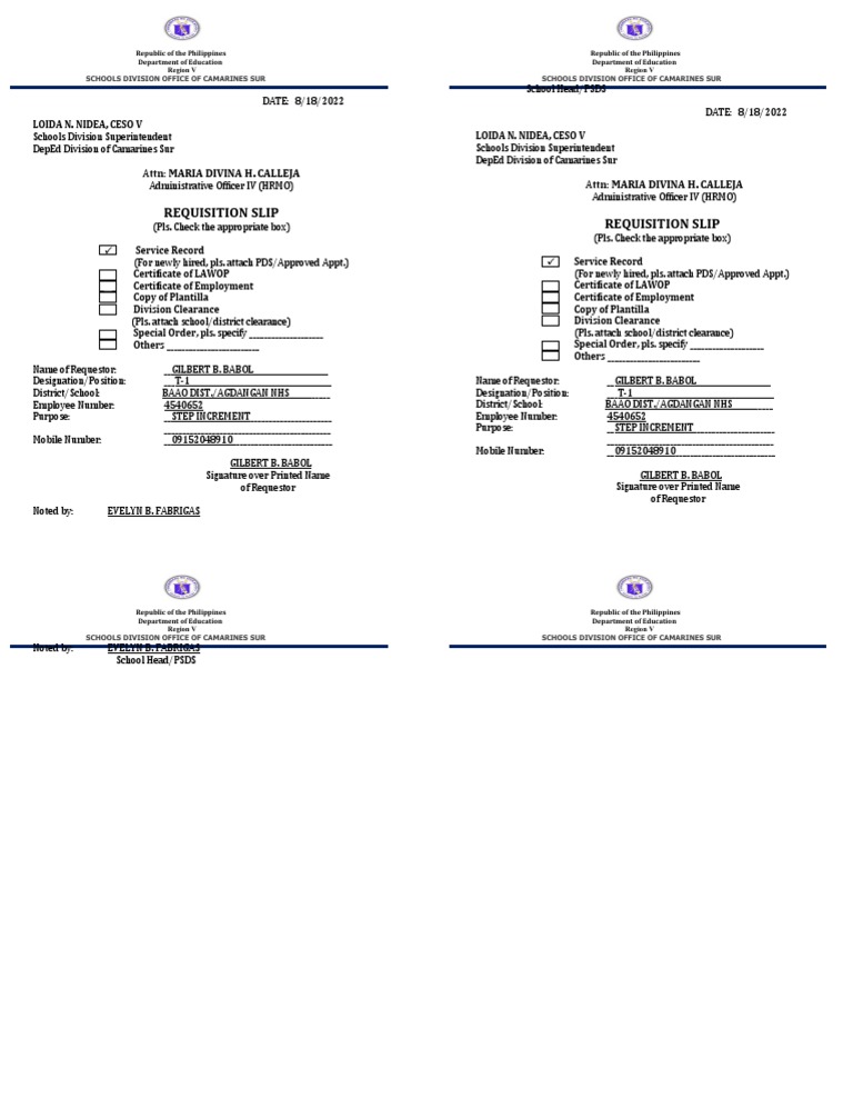 Request for Teacher Service Record | PDF