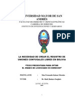 Universidad Mayor de San Andrés: Facultad de Derecho Y Ciencias Políticas Carrera de Derecho