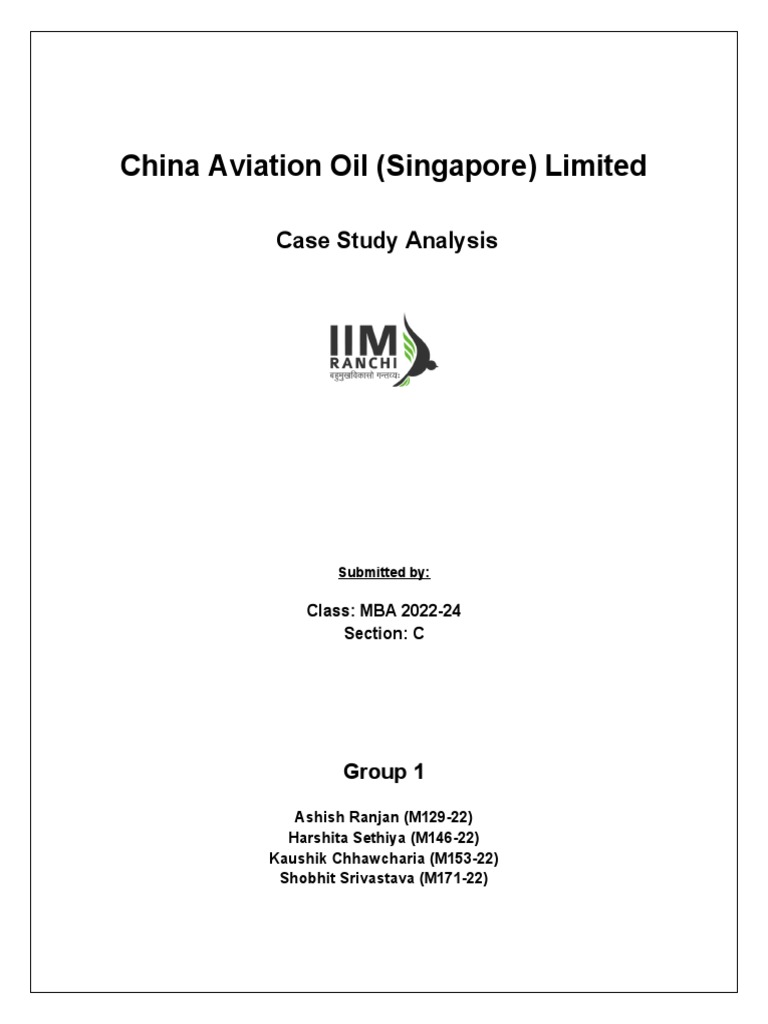 China Aviation Oil Case Study PDF Hedge (Finance) Option (Finance)
