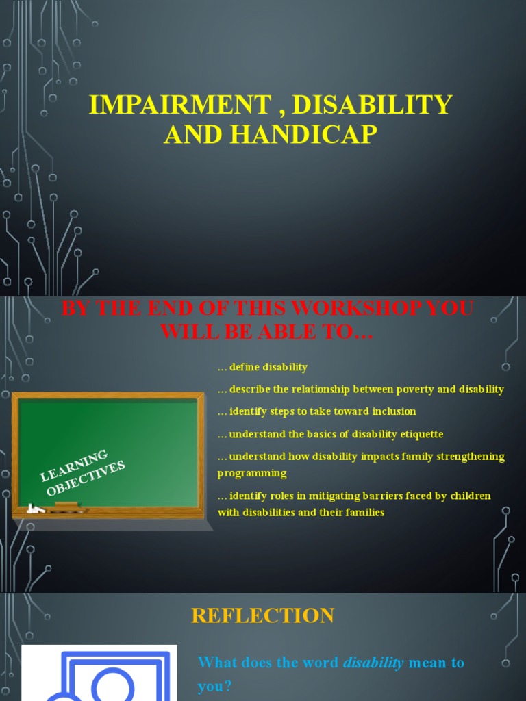 Impairment, Disability and Handicap PDF Disability Health Sciences