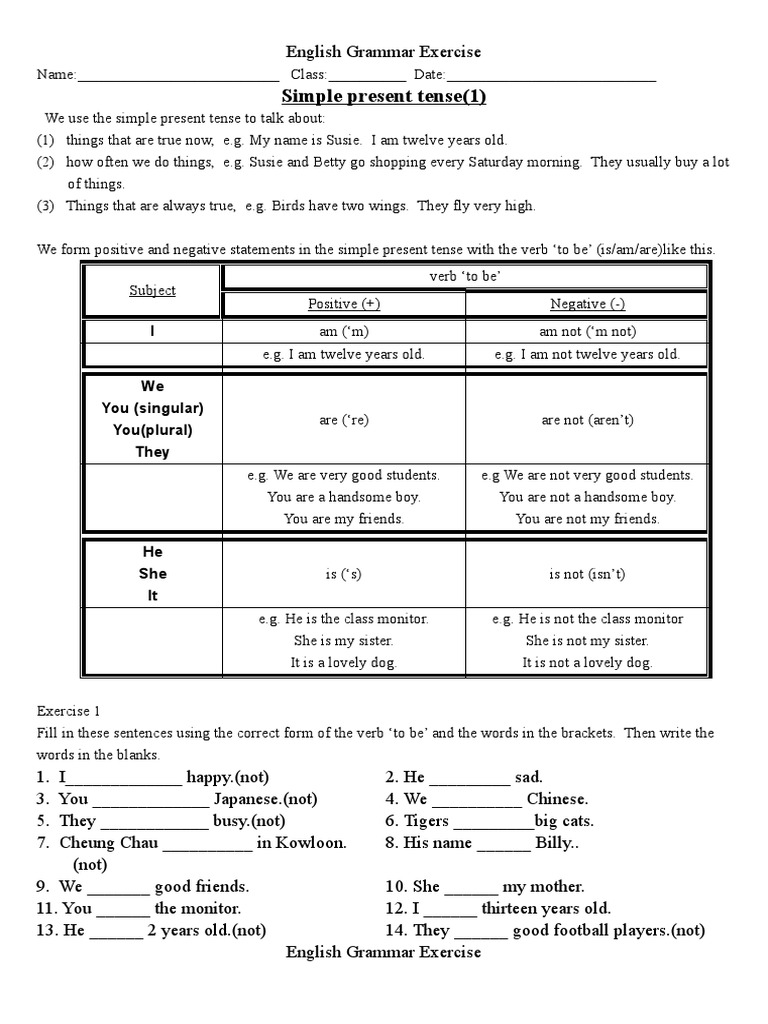 Simple Present Tense Exercises | PDF | English Grammar | Subject (Grammar)