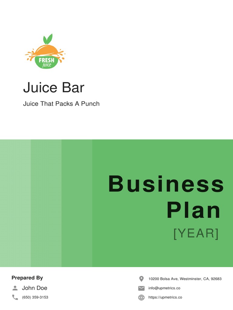 Juice Bar Business Plan Example PDF Gross Margin Revenue