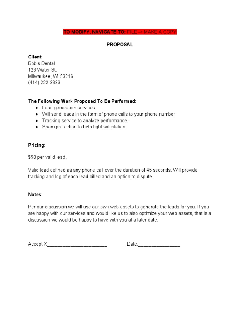 Lead Generation Proposal for Bob's Dental | PDF | Finance & Money ...