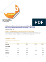 Edita Food Industries Reports FY2020 Earnings