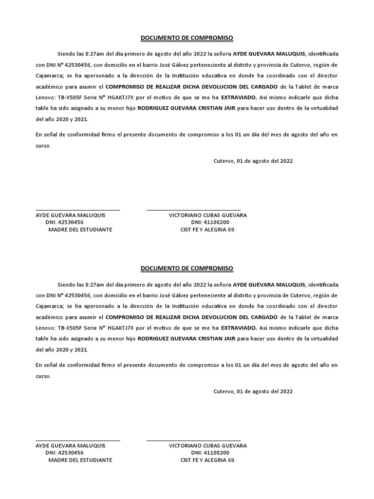 Documento de Compromiso | PDF