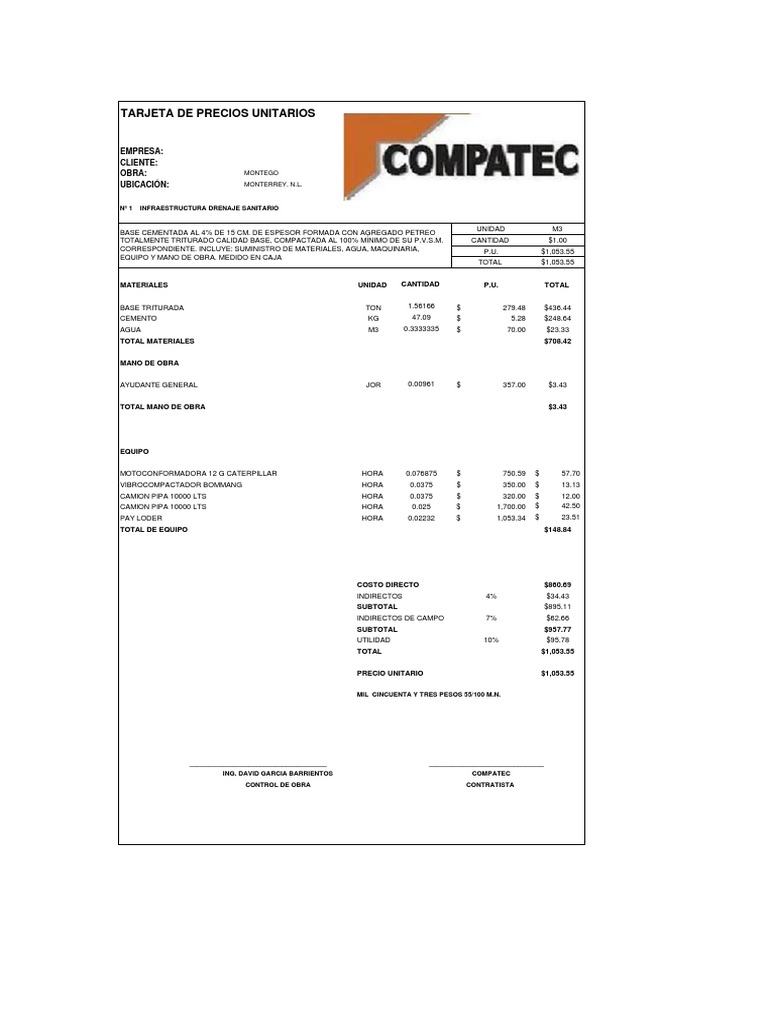 T. P.U Base Cementada Al 3% | PDF | Economias