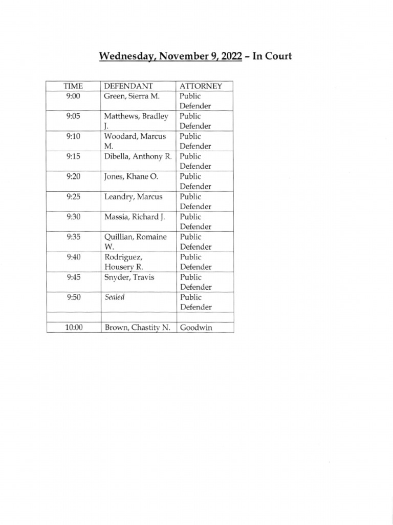 Jefferson County Court Calendar Nov. 9, 2022 PDF