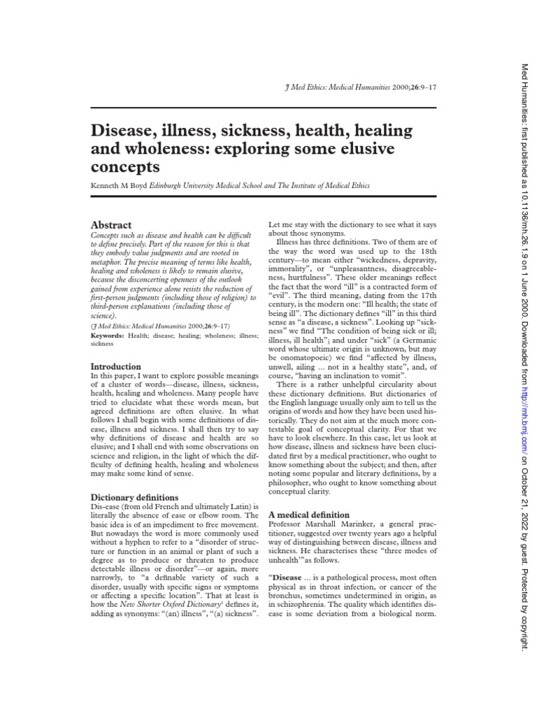 Difference disease sickness and illness pdf science experience