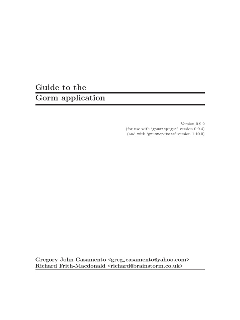 Guide To The Gorm Application: Richard Frith-Macdonald | PDF ...