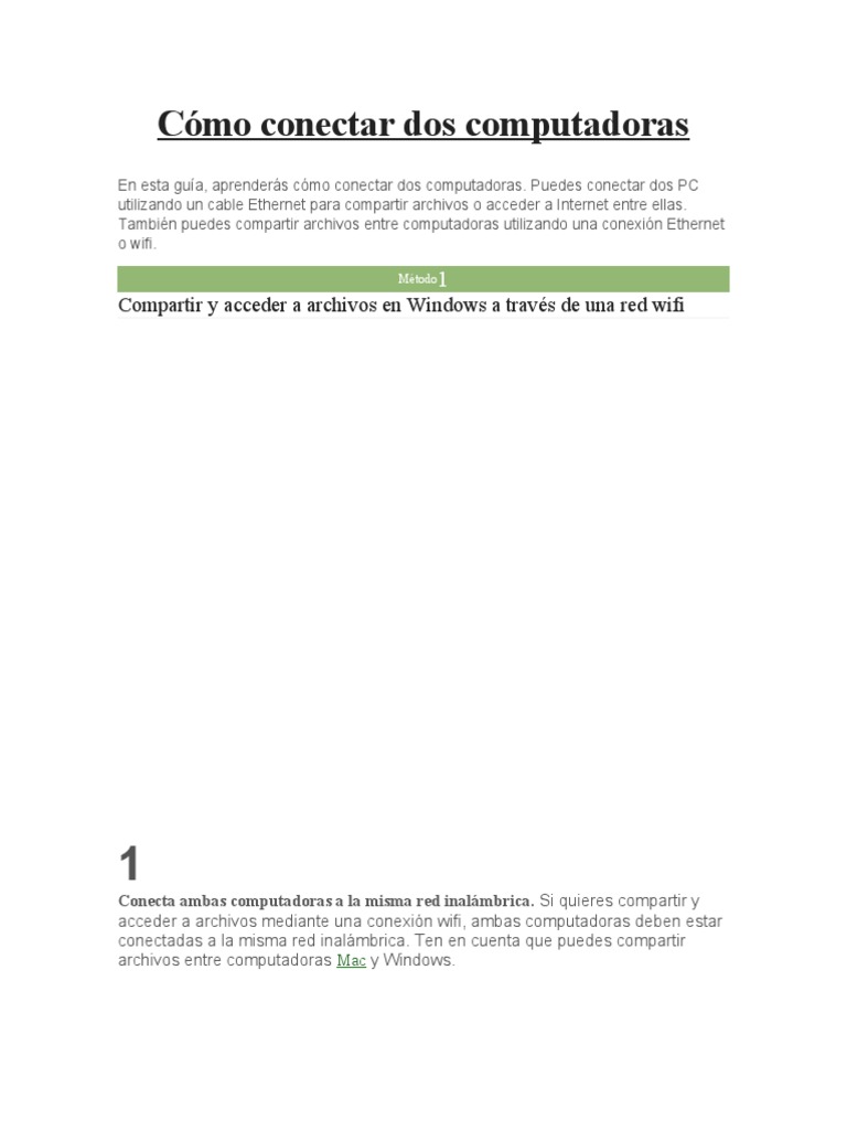 Conectar dos computadoras en red | PDF | Archivo de computadora ...