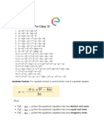 Algebra Formulas For Class 10