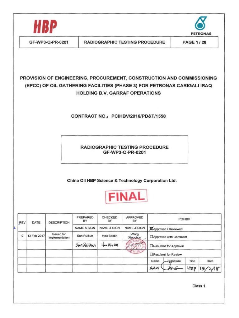 Radiographic Testing Procedure PDF Nondestructive Testing Pipe