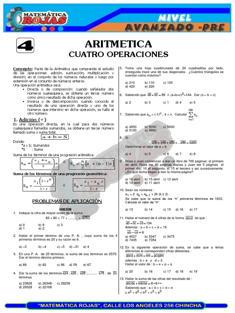 Aritmética: Operaciones y Problemas | PDF | División (Matemáticas ...