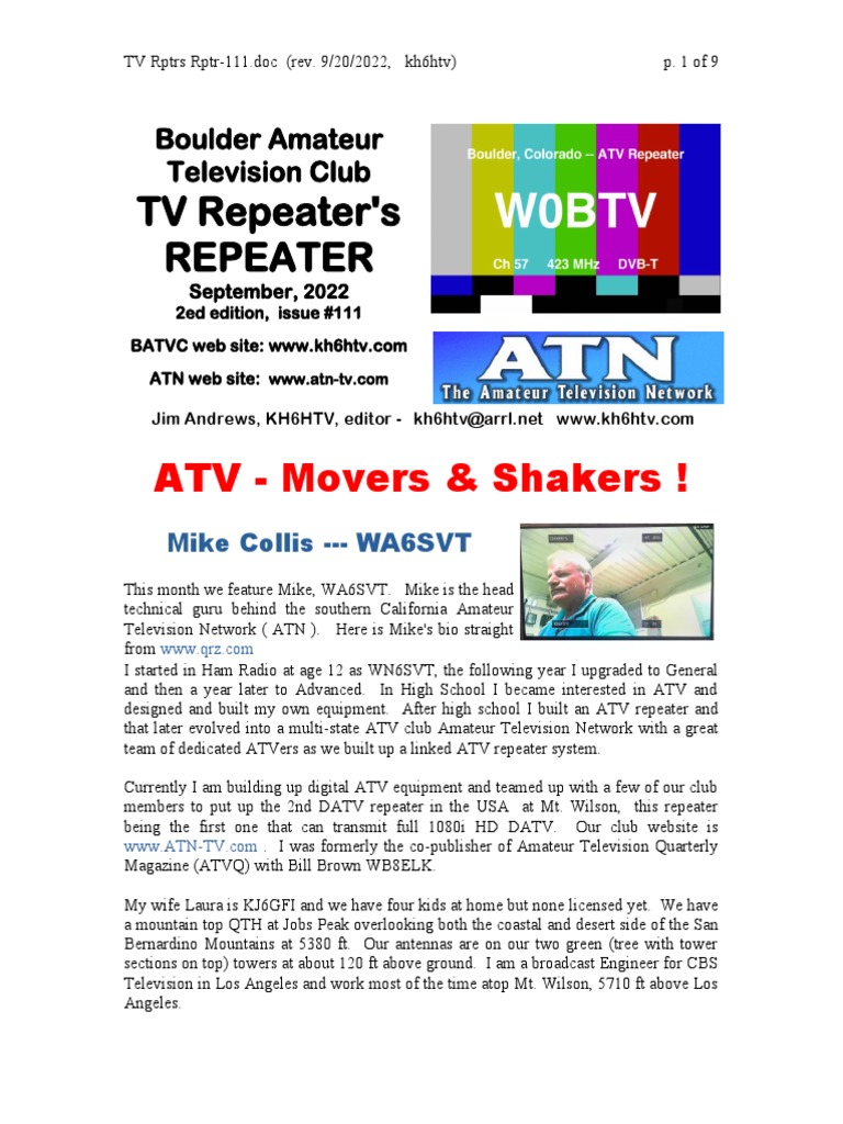 Boulder Amateur TV Repeater's Newsletter111rev PDF Software