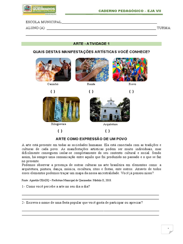 Arte - Caderno Eja Vii | PDF | Pinturas | Pintura em aquarela