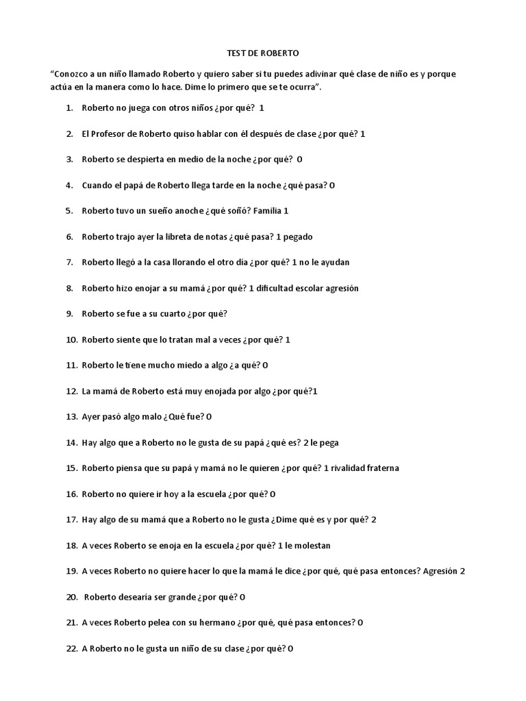 Test de Roberto | PDF