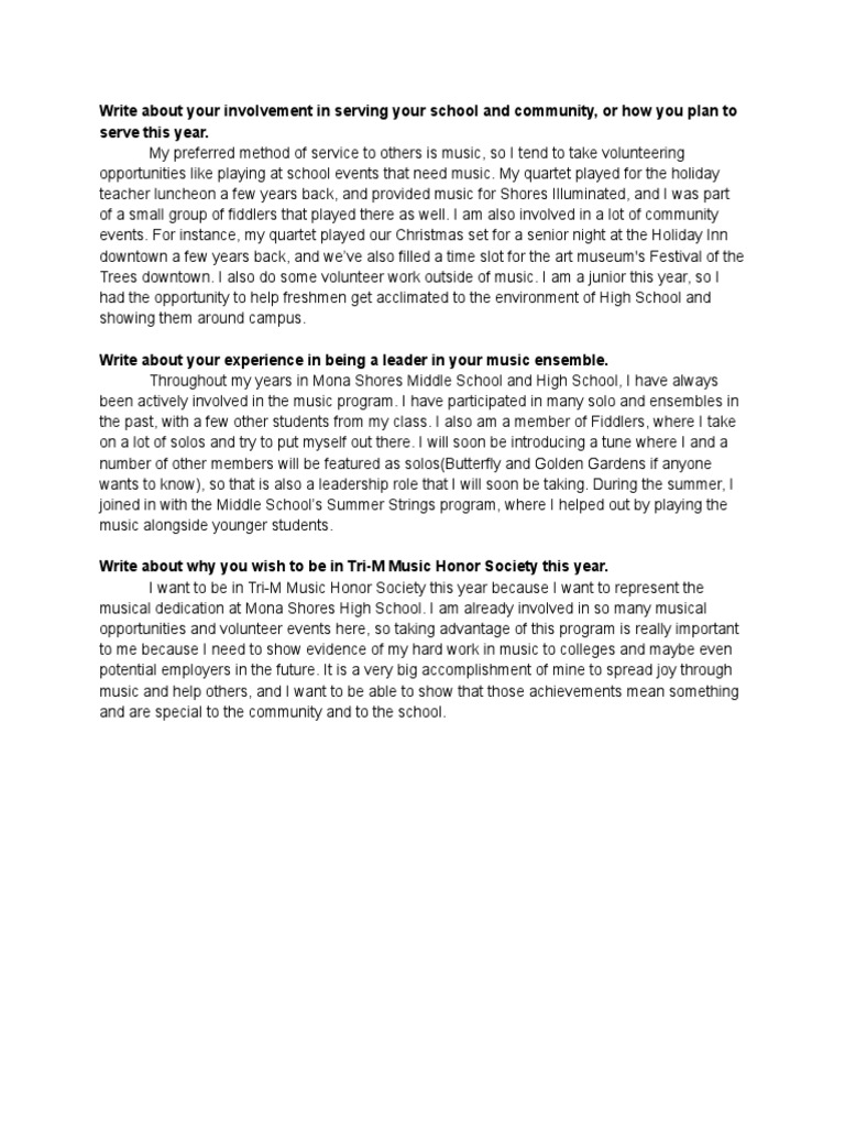 Tri-M Essays | PDF