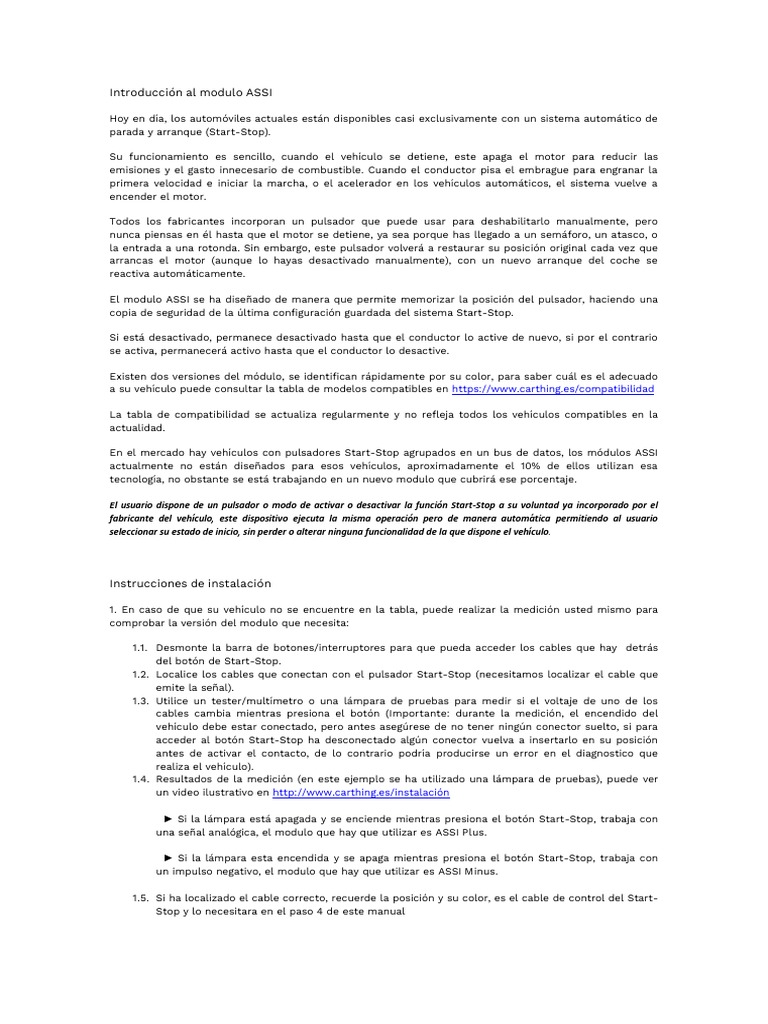 Módulo ASSI: Control Start-Stop Automático | PDF | Diodo emisor de luz ...