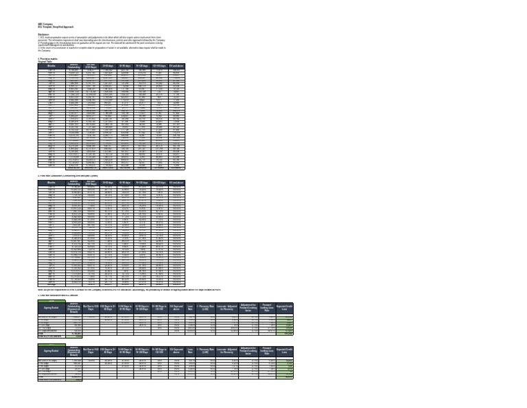 IFRS 9 ECL Simplified Approach Template | PDF